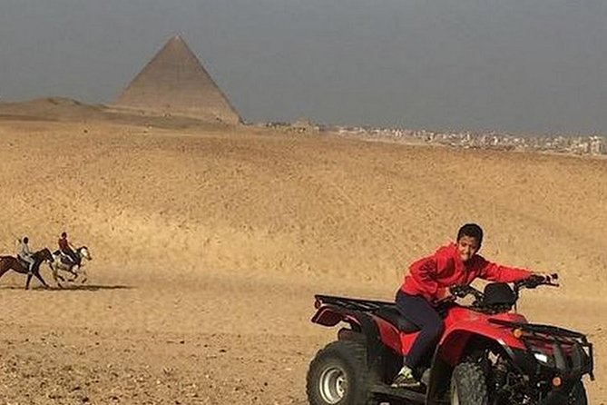 Best Adventure Tours Visit Giza Pyramids and ATV Quad Bike Ride in Desert - Leaving the monuments for the ATV ride
