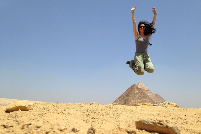 Camel Ride around the Pyramids During Sunrise Or Sunset - The Giza pyramids from the dunes