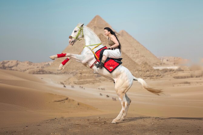 Giza Pyramids Photoshoot with Jumping Horse, Camel and Sphinx - The panoramic viewpoint, camel ride, and horse session
