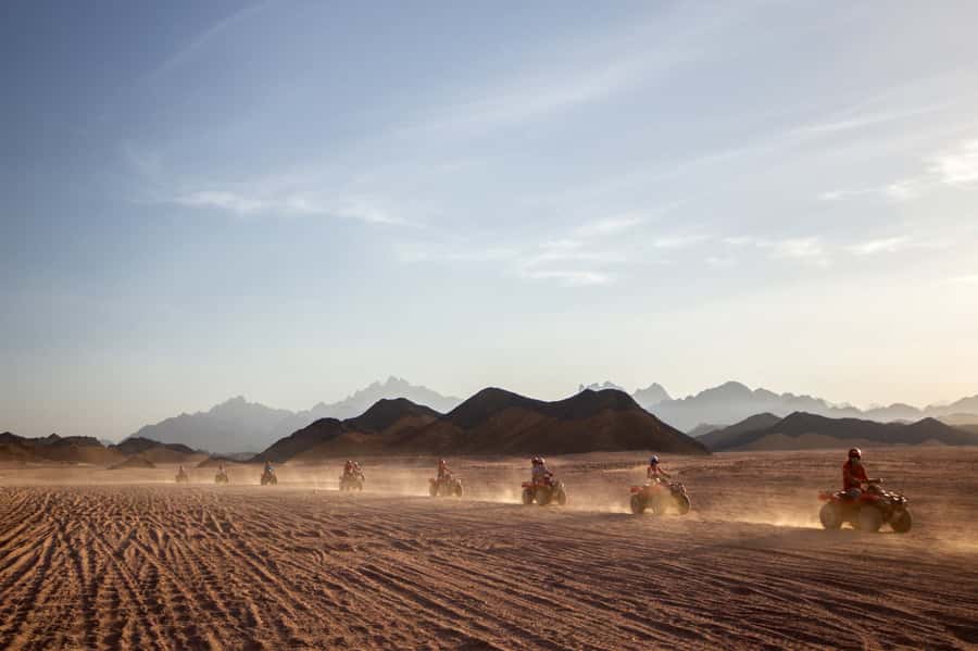 Hurghada: Desert Quad Bike Camel Ride with Optional GoPro - Sunset dinner, show, and stargazing