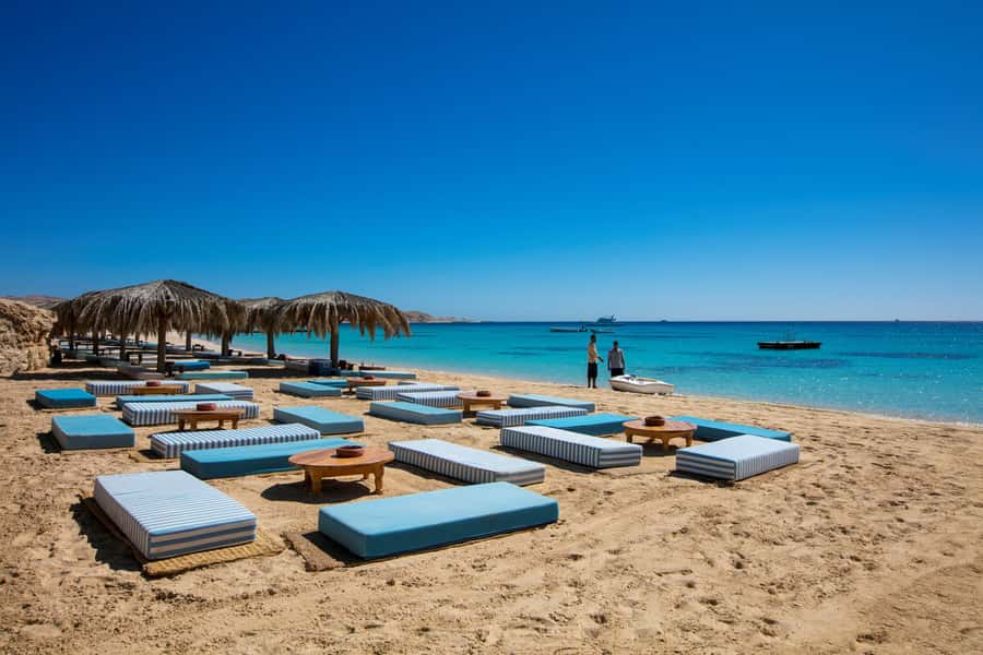 Mahmya Island: Red Sea Sailing Experience - Lunch under the palm-tree pergolas