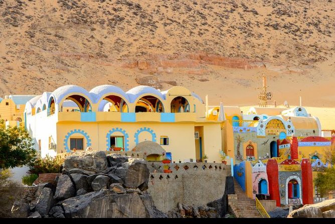 Nubian Village by Motorboat In Aswan - Arriving on colorful Sohail Island