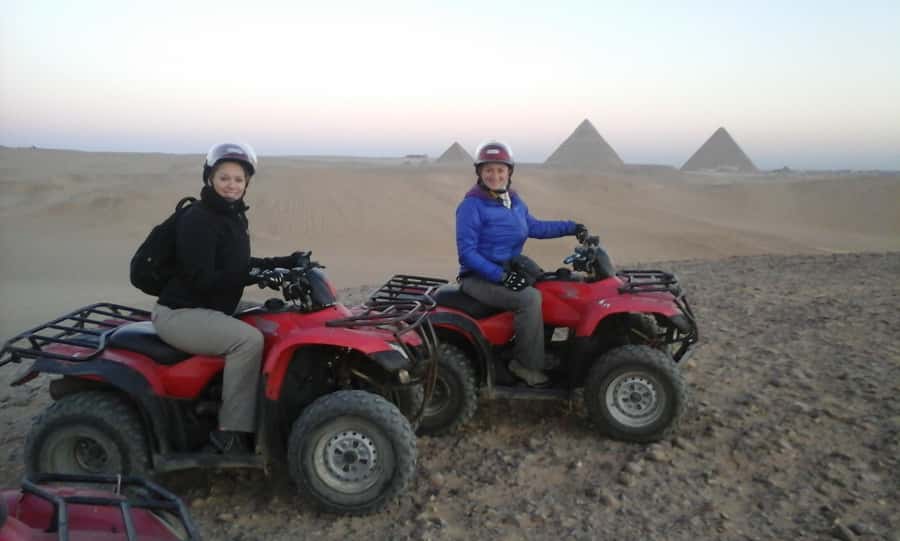 Pyramids of Giza: 1-Hour Quad Bike Desert Safari - Riding toward the pyramids from the Giza desert