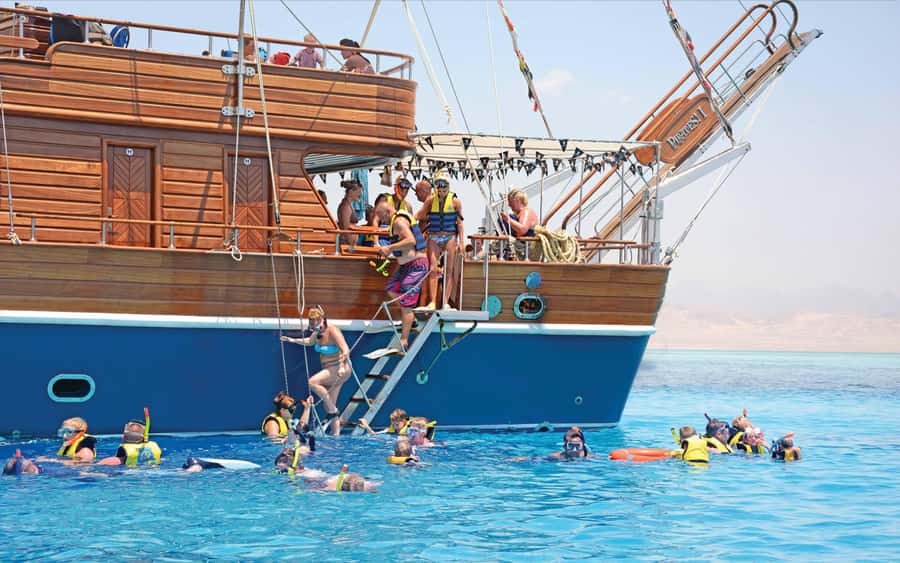 Sharm: Pirates Sailing Boat cruise with transfers & lunch - White Island and the second water stop
