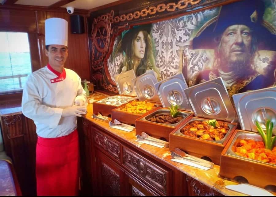 Sharm: Pirates Sailing Boat cruise with transfers & lunch - Lunch in the air-conditioned salon